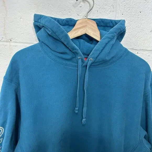 Supreme Sleeve Embroidery Hooded Sweatshirt “Dark Aqua” SS18